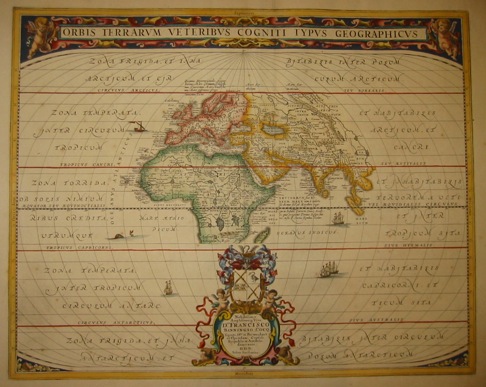 Janssonius Johannes (1588-1664) Orbis terrarum veteribus cogniti typus geographicus 1700 Amsterdam 